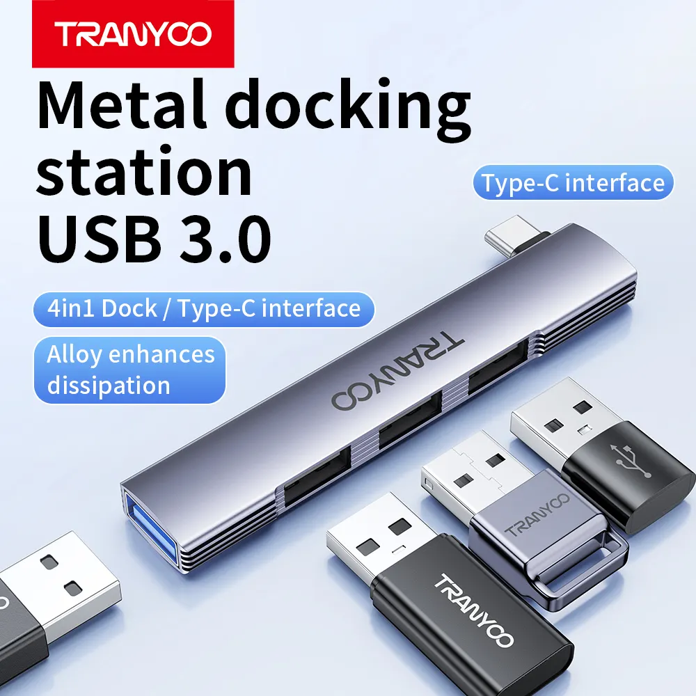 هاب تایپ سی به USB ترانیو 4IN1 HB8-C TRANYOO